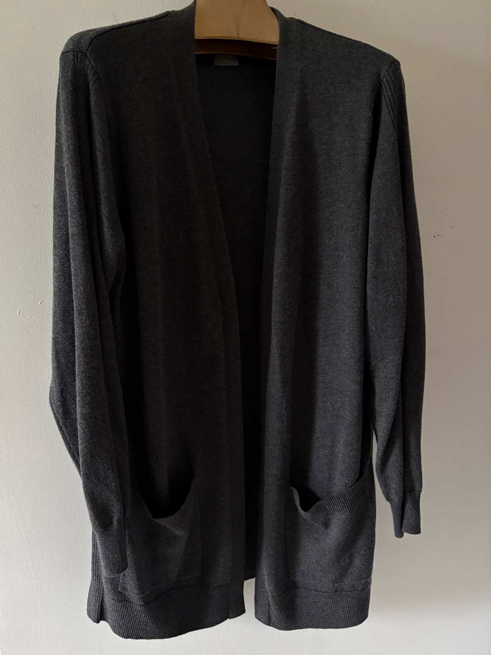 Matty M Charcoal Gray Open Front Duster Cardigan Pockets XL